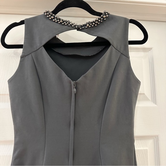 H&M Jewel Collared Sleeveless Bodycon Cocktail Mini Dress Gray sz 6 - Picture 4 of 7